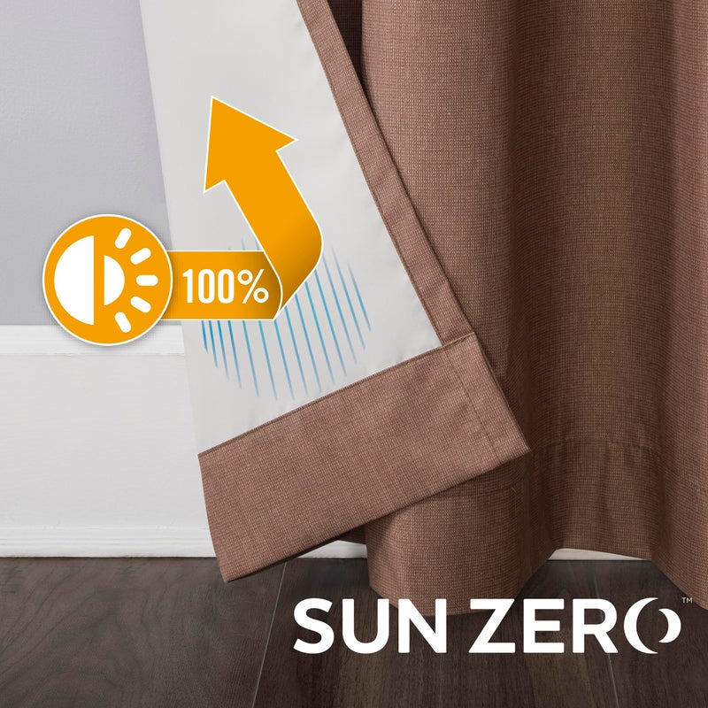 Sun Zero Columbia 2-Pack Thermal Energy Saving 100% Blackout Grommet Curtain Panel Pair, 50" x 84", Cedar - Image 5
